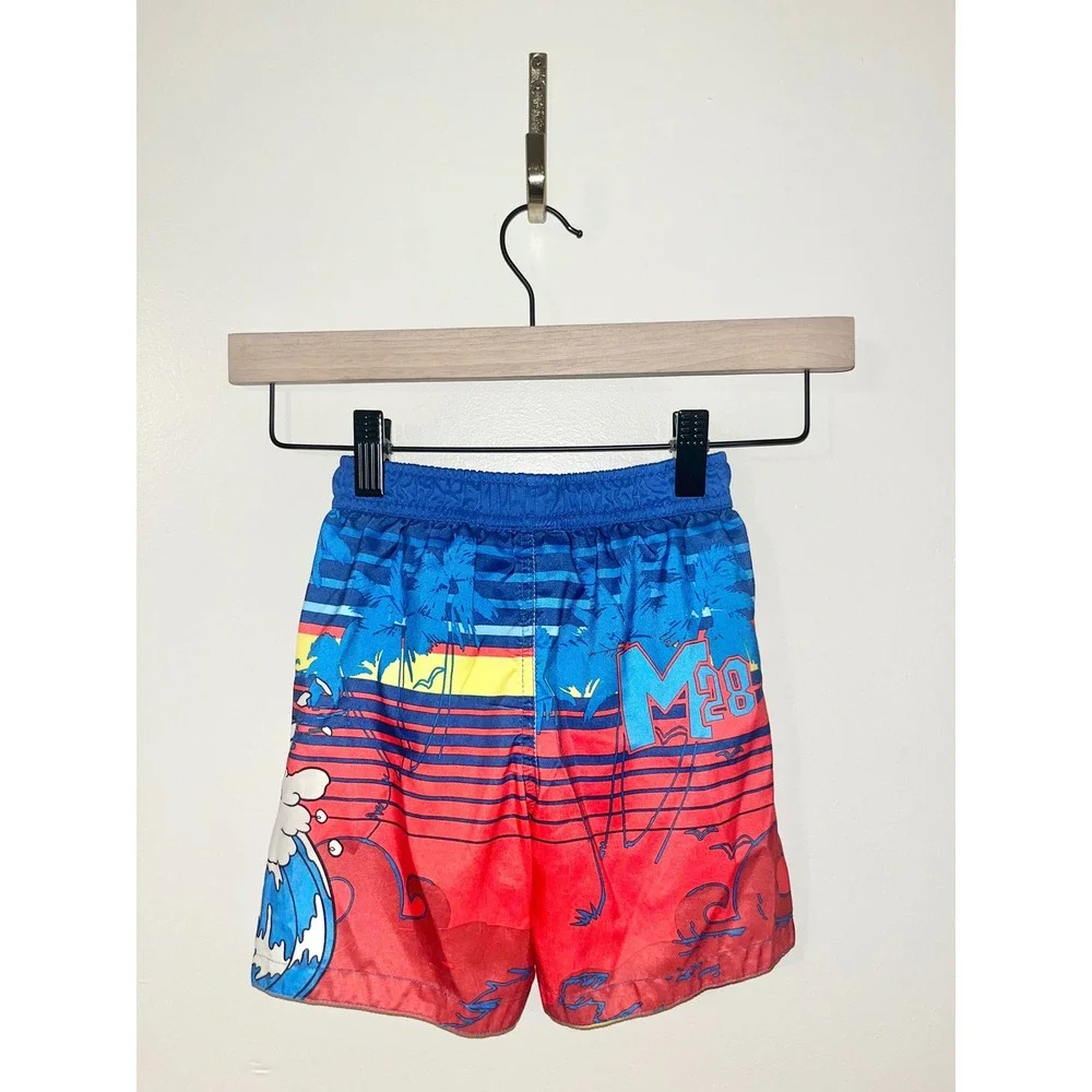 DISNEY Kids Mickey Mouse Surf Boarding Swim Trunks Red Blue | Size 2T - Picture 3 of 8